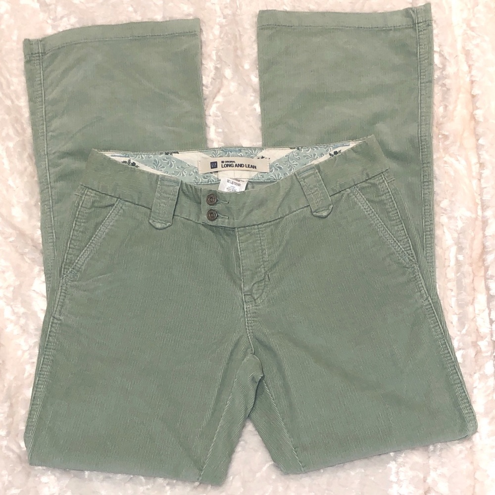 GAP Long And Lean Corduroys, light olive green